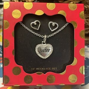 “Sister” Necklace Earrings Set